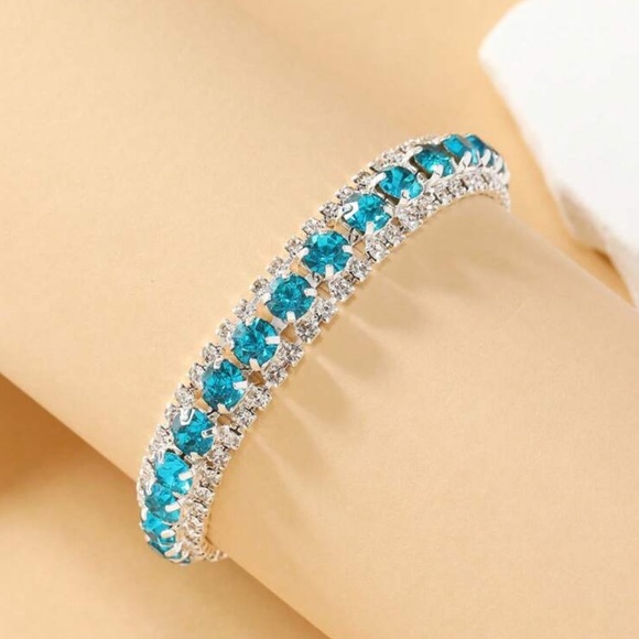 Swarovski Elements Crystal Blue Tennis Bracelet - Picture 2 of 9